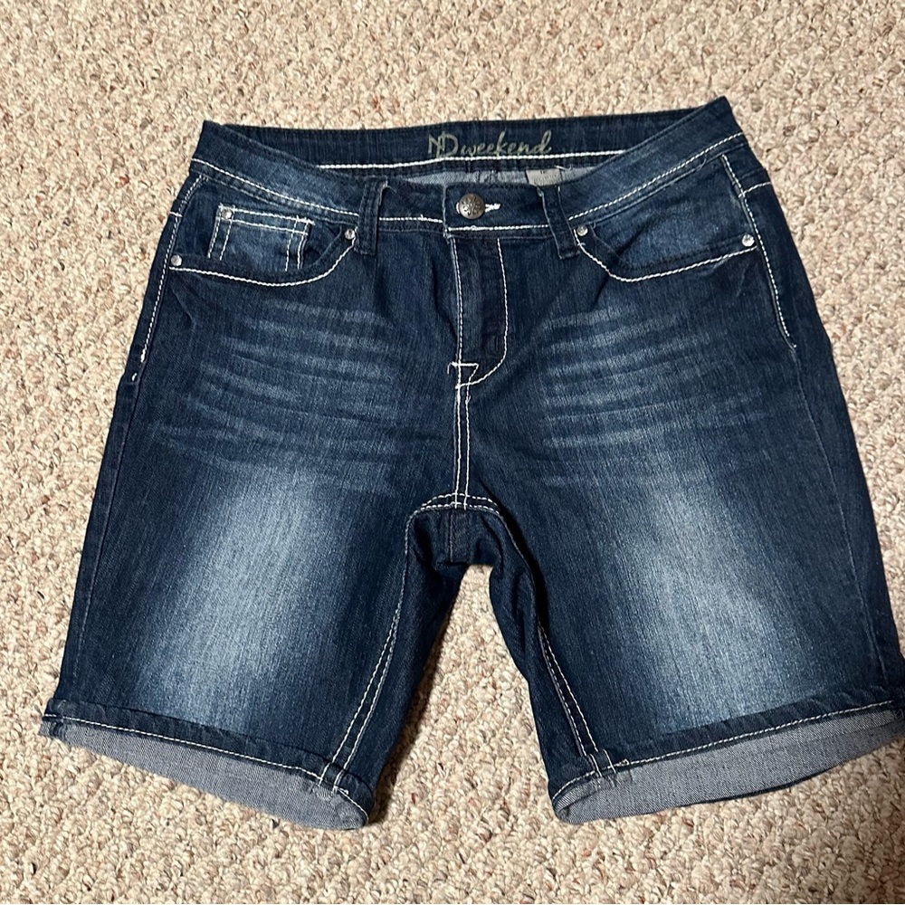 New Direction Weekend (Belk) Blue Jean Shorts with Rolled Hems and Stretch Denim
